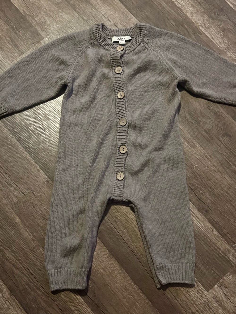 Quince Grey Knit Baby One-Piece Romper